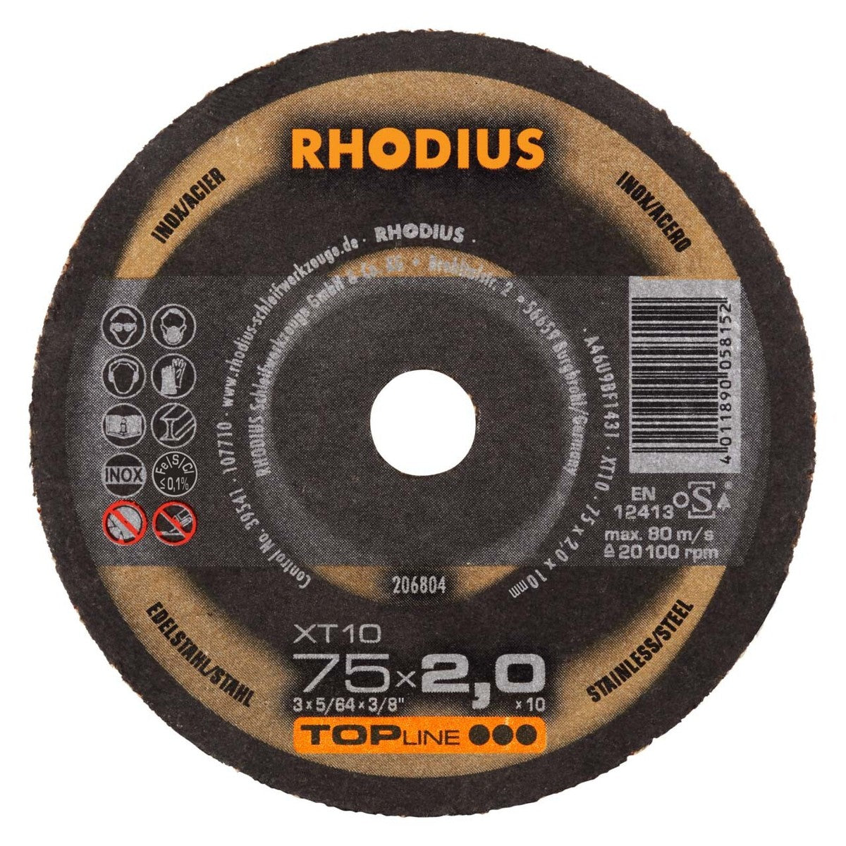Rhodius Kutteskive 75x2,0x10 XT10 Mini 25pk
